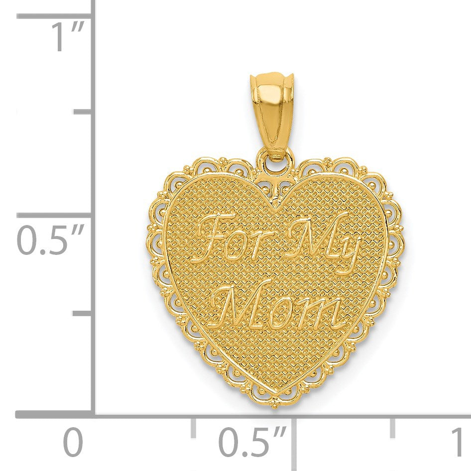 14K Reversible FOR MY MOM / THANKS FOR EVERYTHING Heart Pendant