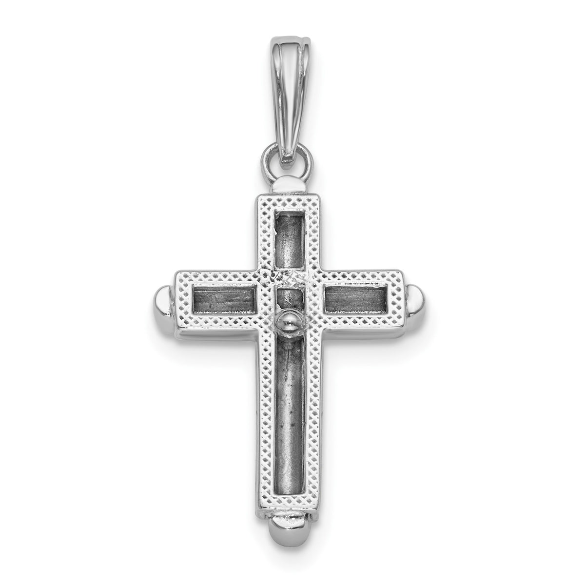 14K White Gold 2-D Beveled Stick Cross Charm