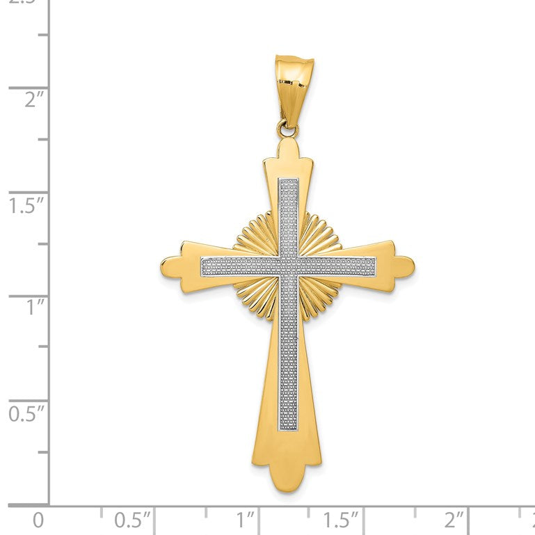 14k Two-Tone Polished Large Cross Pendant