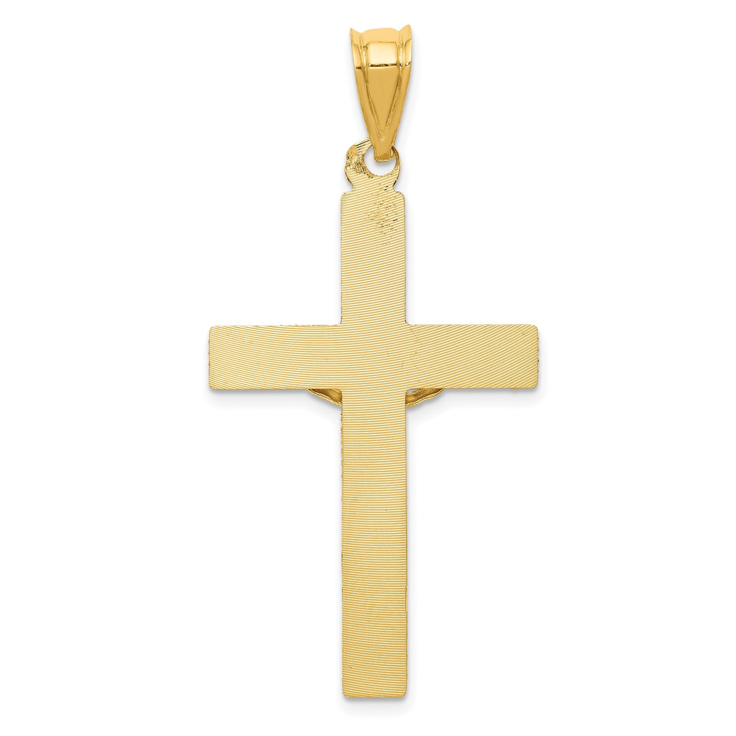14k Polished Satin and Diamond-cut Crucifix Pendant