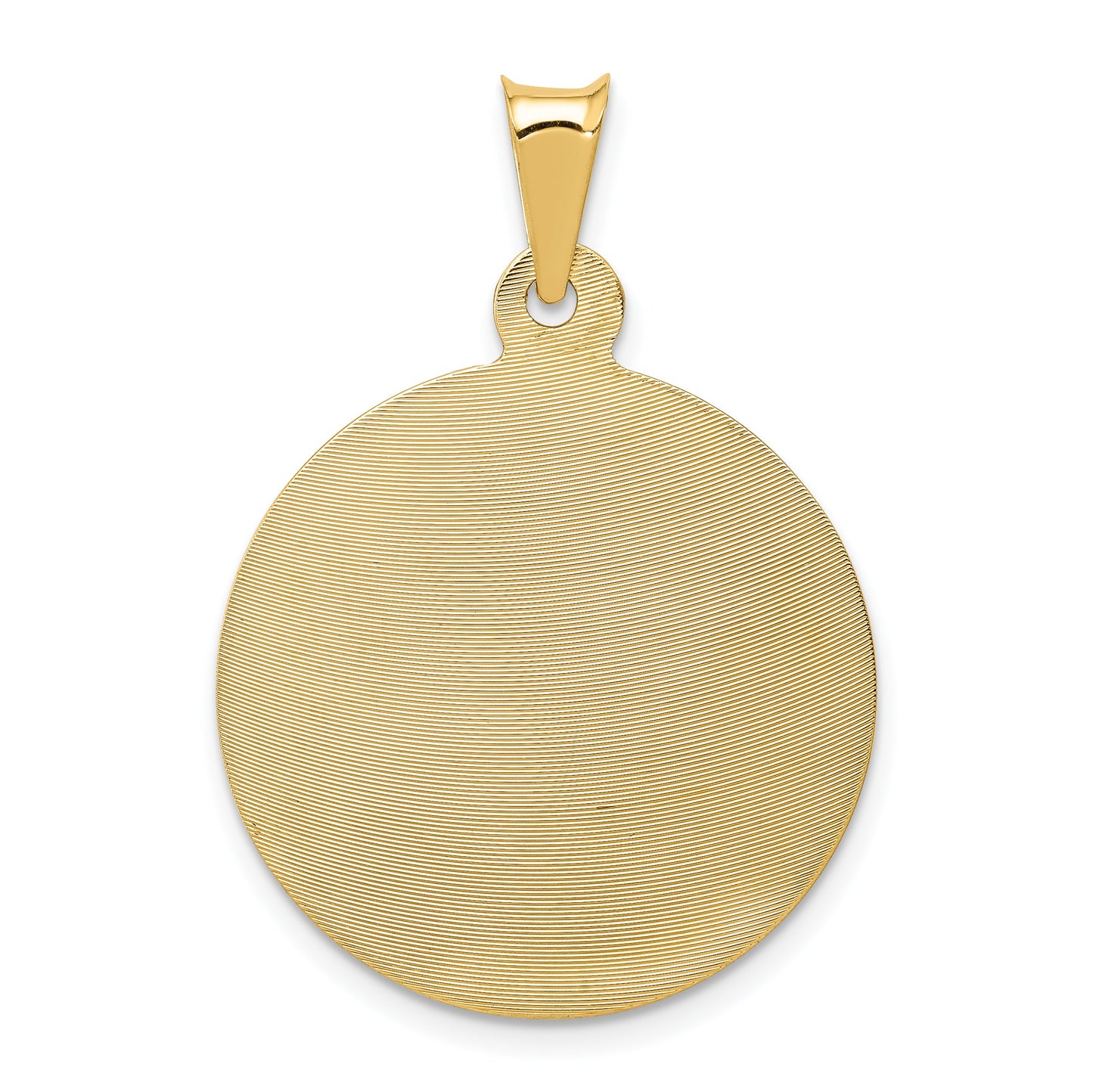 14K Polished Diamond-cut Large Solid Sagrado Corazon de Jesus Round Pendant