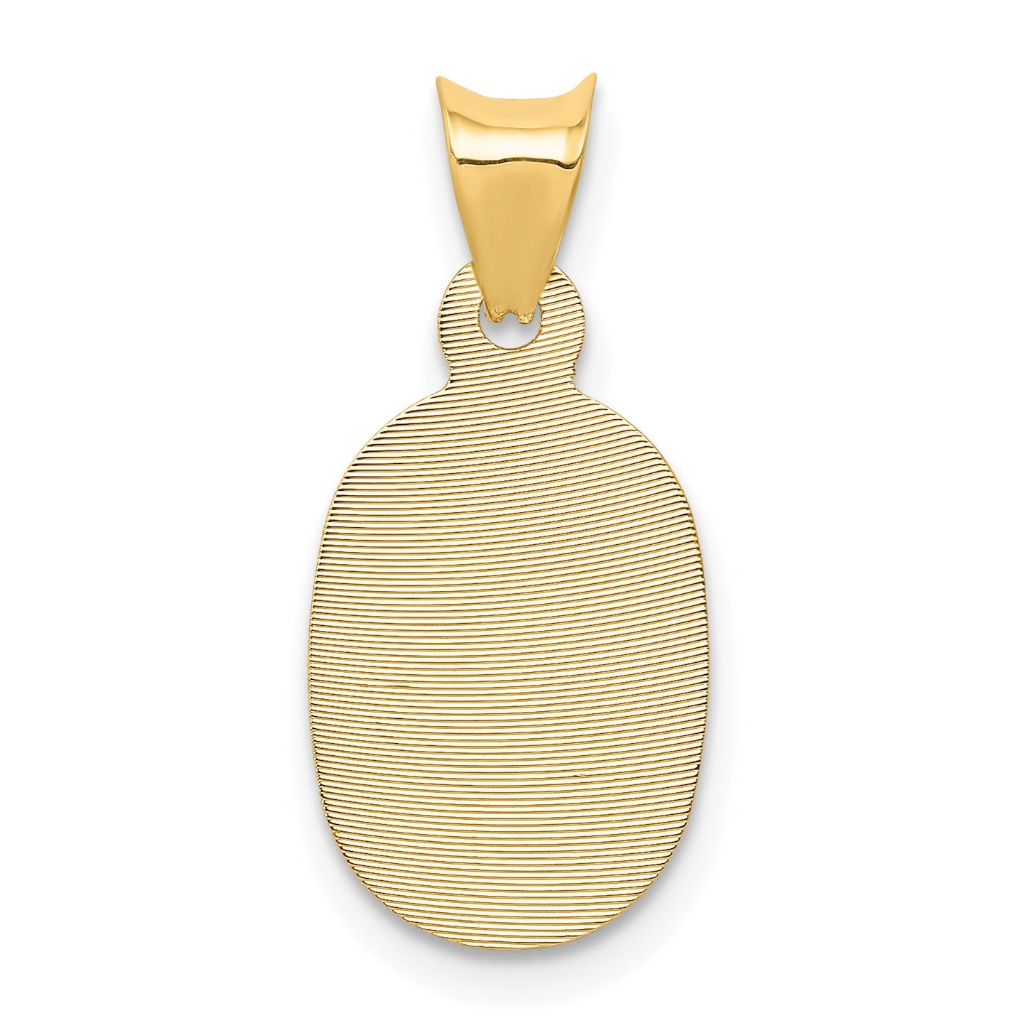 14K Polished Diamond-cut Solid Sagrado Corazon de Jesus Oval Pendant