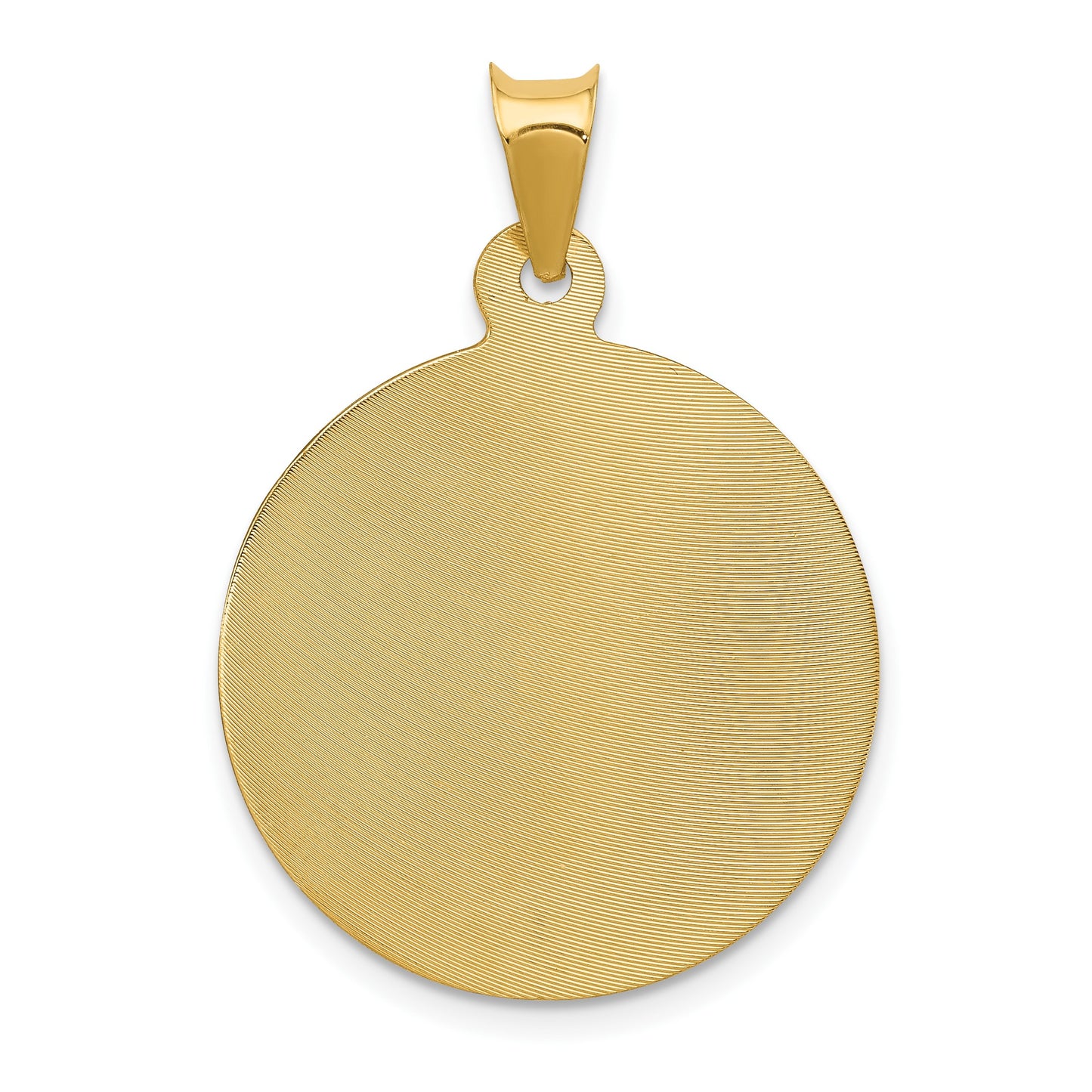 14K Polished Diamond-cut Corpus Circle Pendant