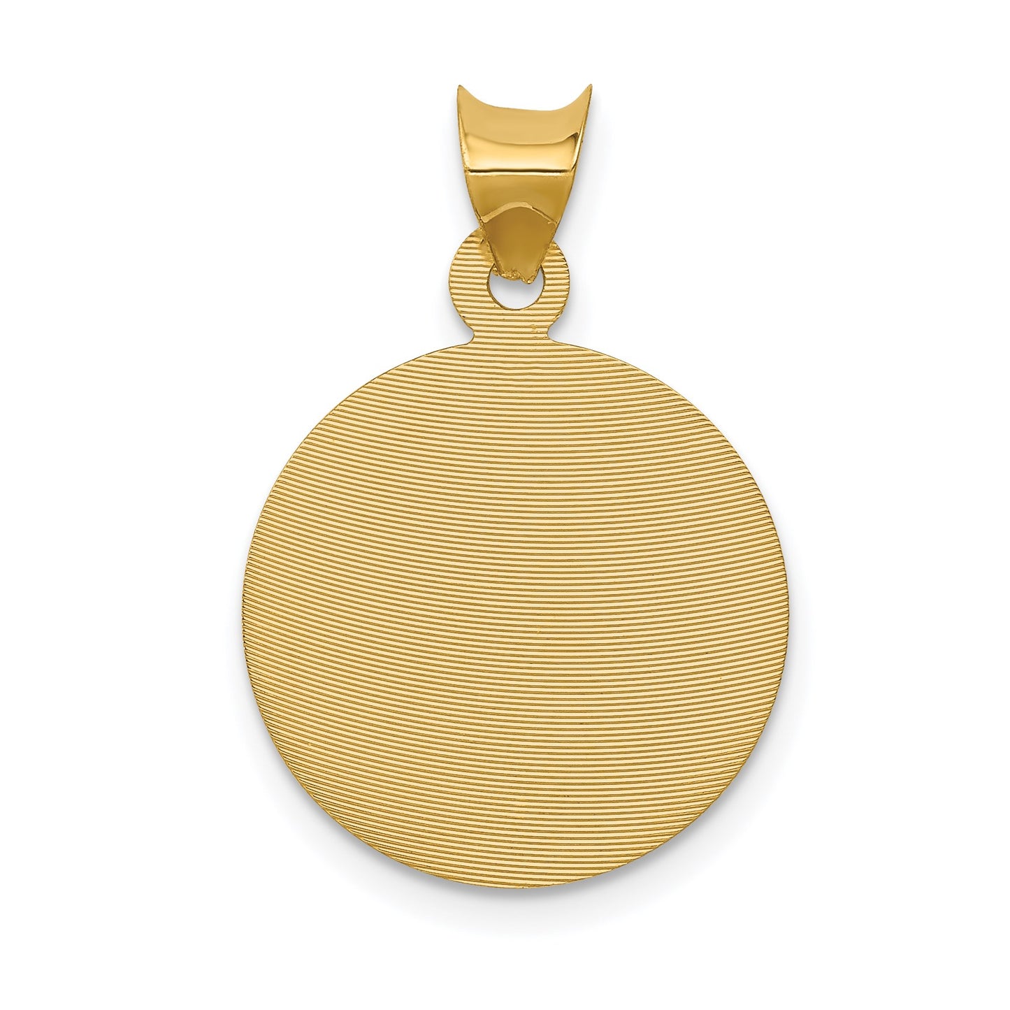 14K Polished Diamond-cut Corpus Circle Pendant