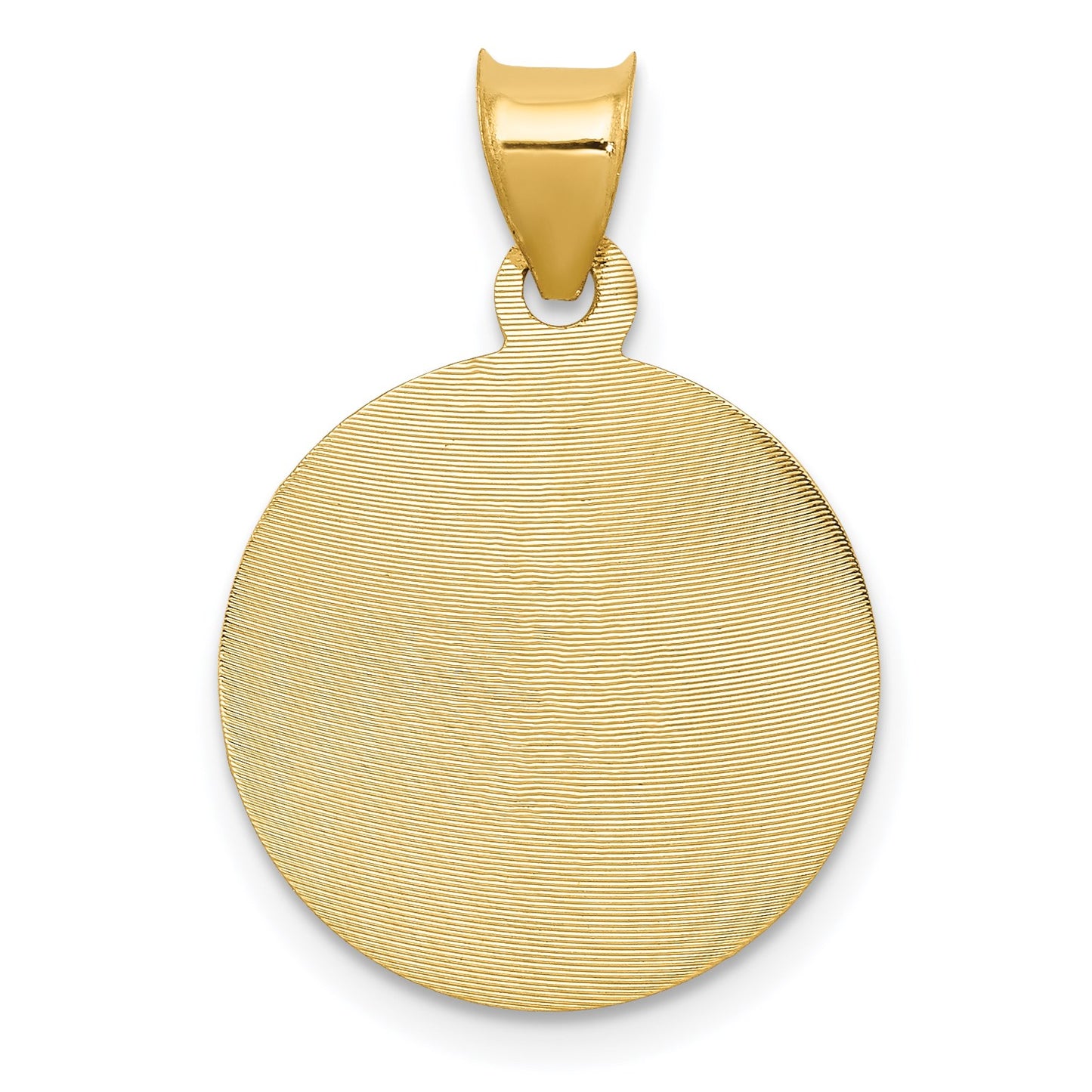 14K with Rose and White Rhodium Diamond-cut Corpus Circle Pendant