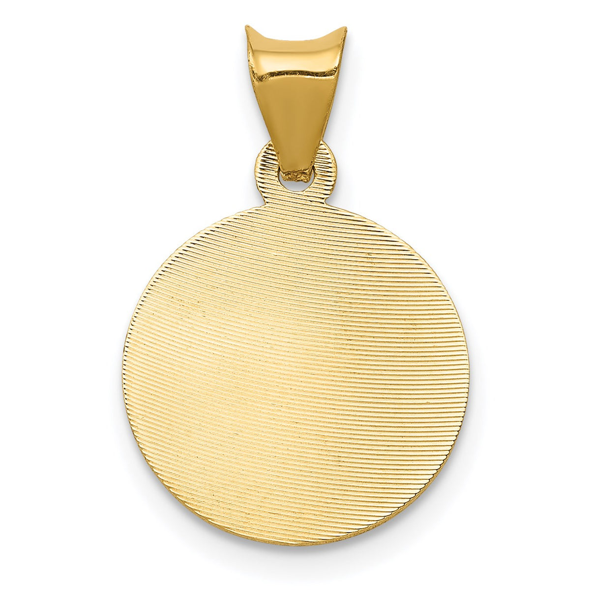 14K Polished Diamond-cut Semi-solid Our Lady Of Guadalupe Round Pendant