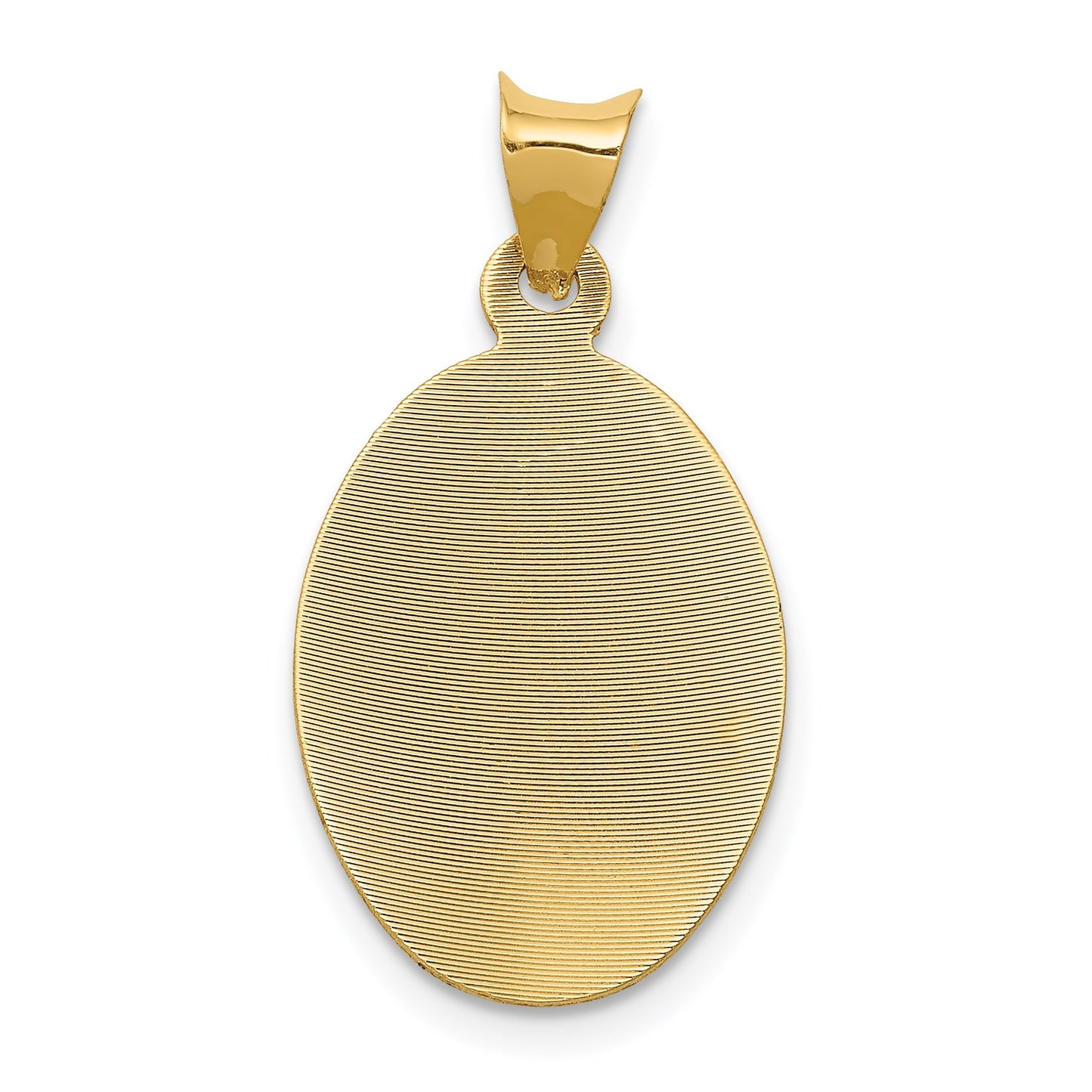 14K with Rose and White Rhodium Diamond-cut Solid Our Lady Of Guadalupe Oval Pendant