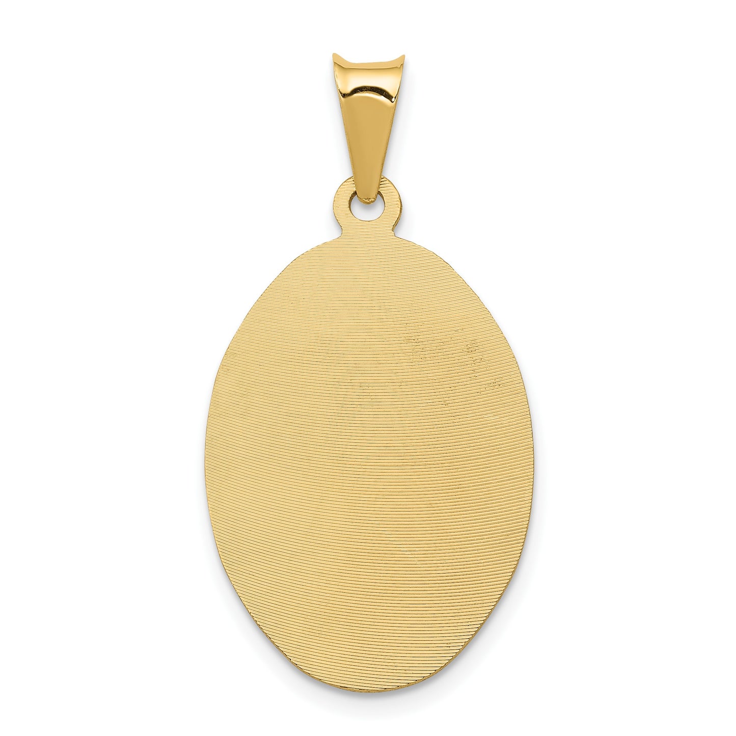 14K with Rose and White Rhodium Diamond-cut Solid Our Lady Of Guadalupe Oval Pendant