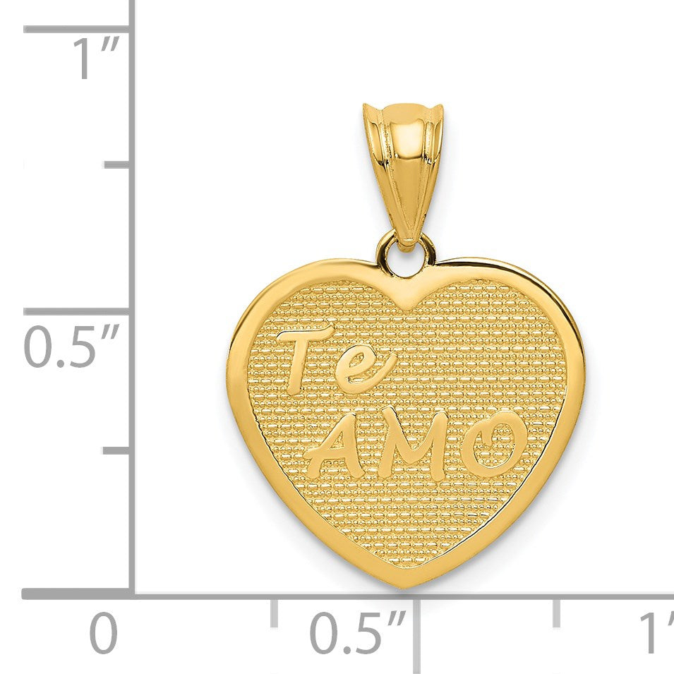 14k Polished TE AMO Heart Pendant