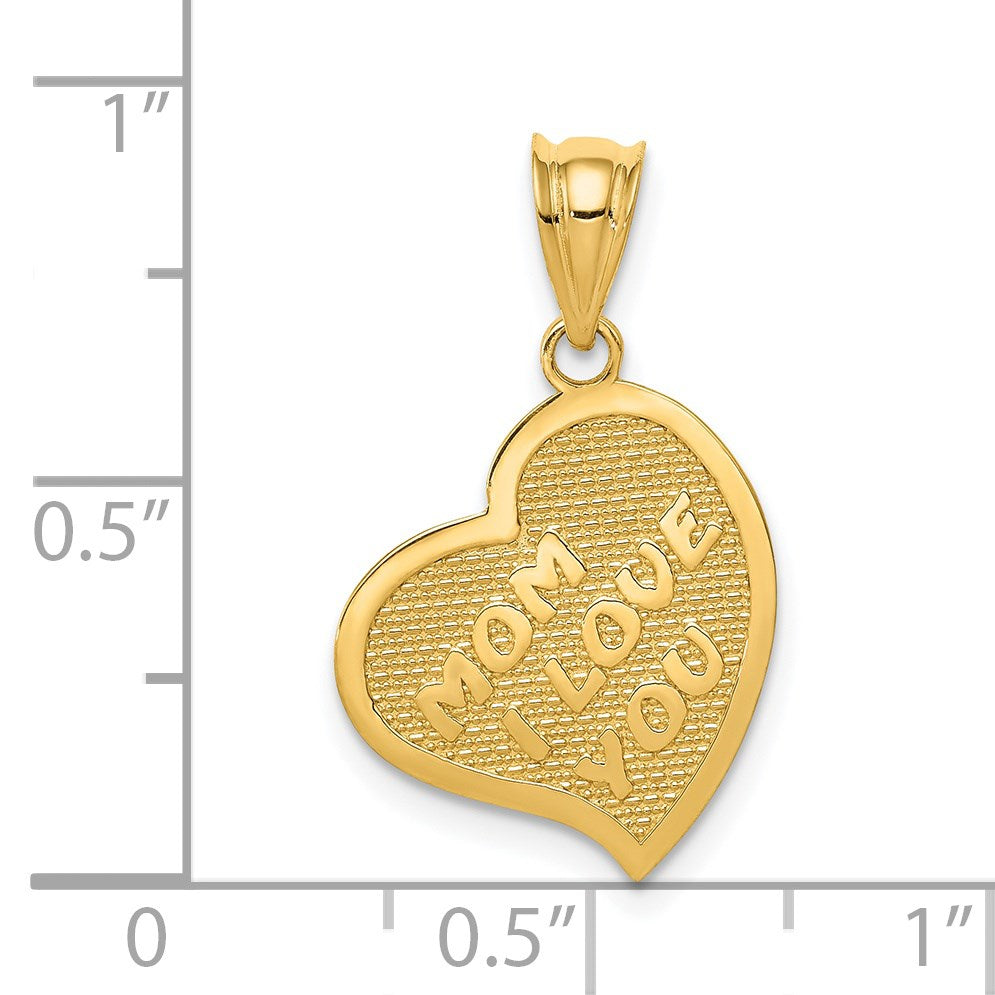 14k Polished MOM I LOVE YOU / Cross Reversible Heart Pendant