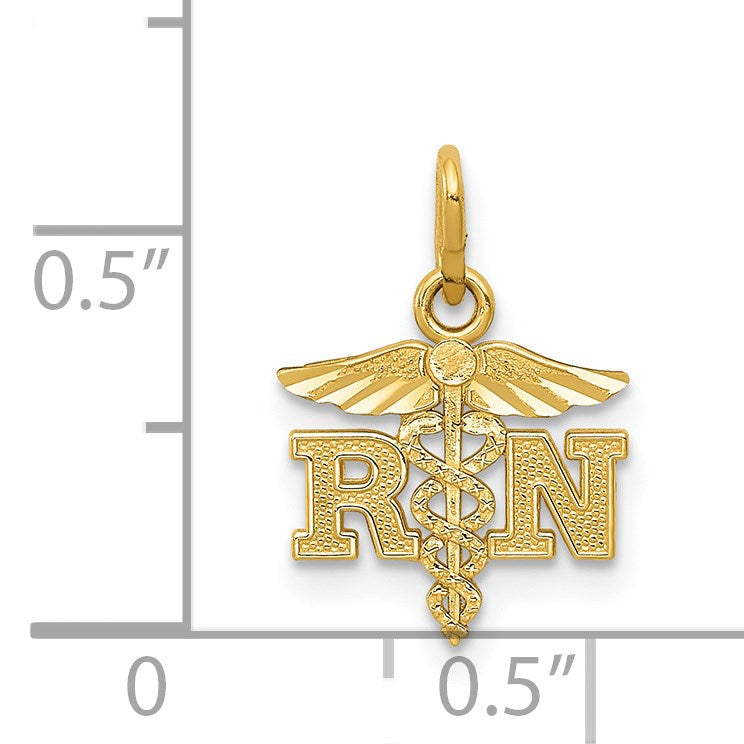 14k Diamond-cut Polished RN Registered Nurse Pendant