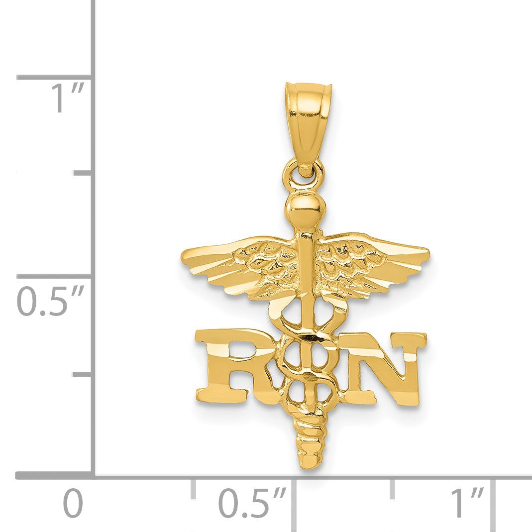 14k Diamond-cut RN Registered Nurse Pendant