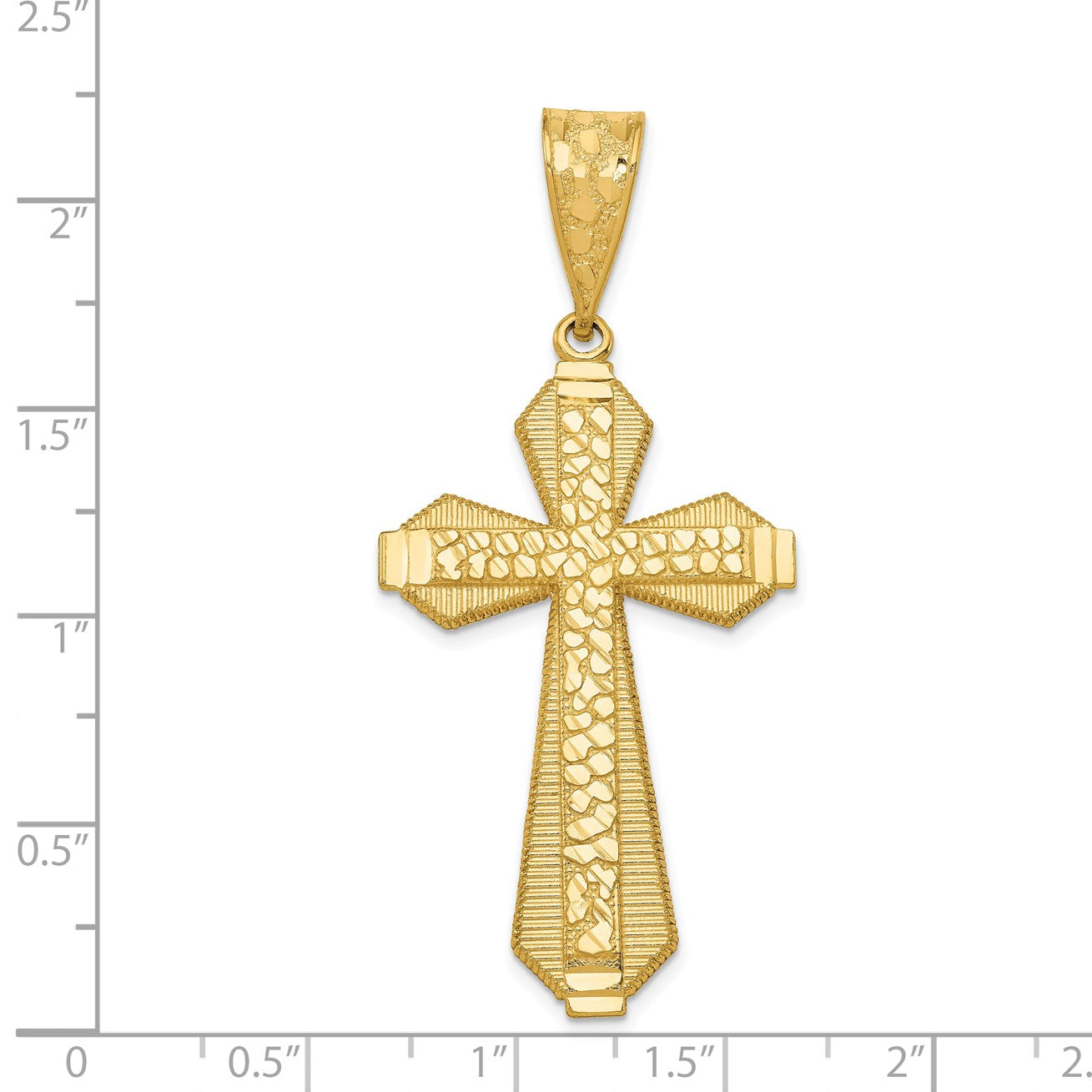 14k Diamond-cut Nugget Center Cross Pendant