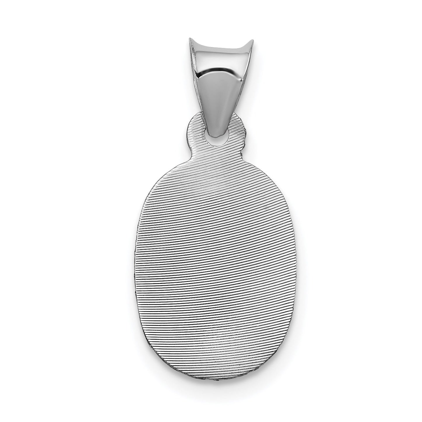 14k White Gold Polished Diamond-cut Semi-solid Our Lady Of Guadalupe Oval Pendant