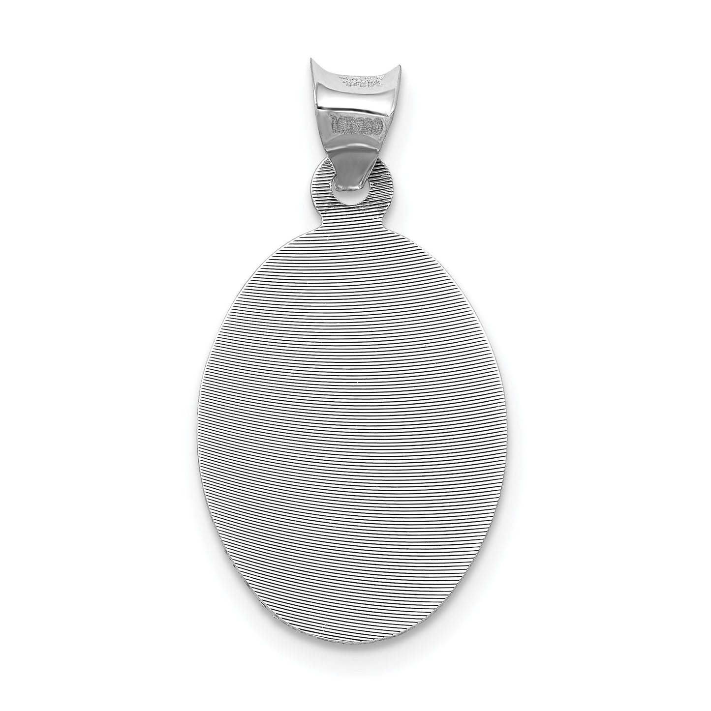 14k White Gold Polished Diamond-cut Semi-solid Our Lady Of Guadalupe Oval Pendant