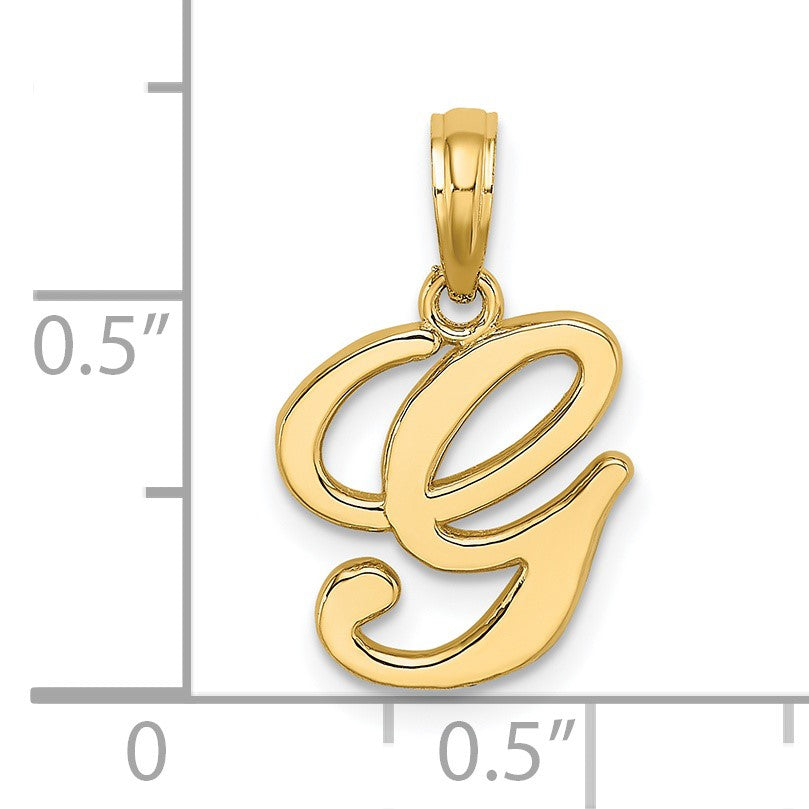 14KY Script Letter G Initial Pendant