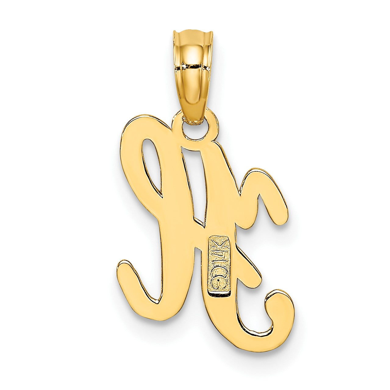14KY Script Letter H Initial Pendant