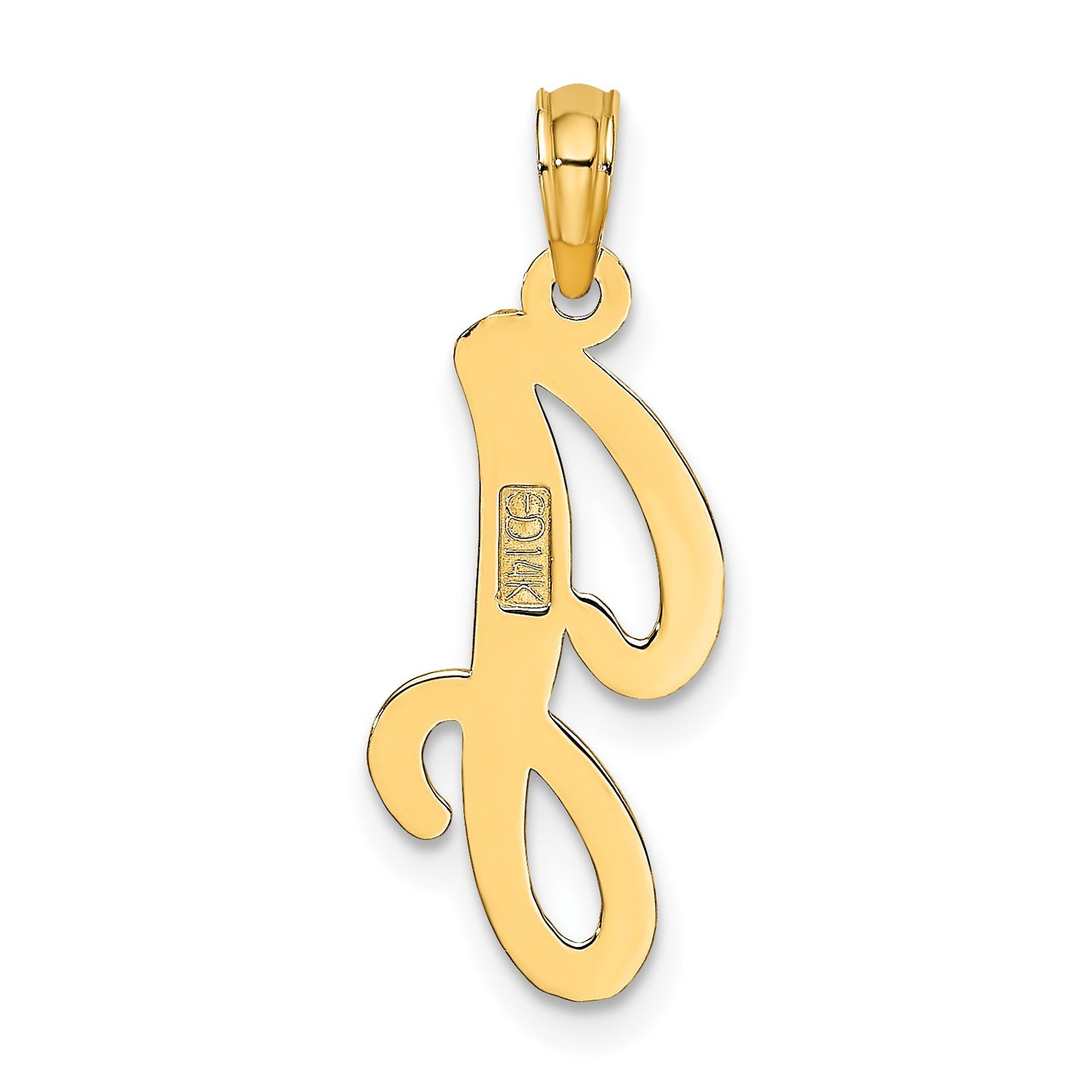 14KY Script Letter J Initial Pendant
