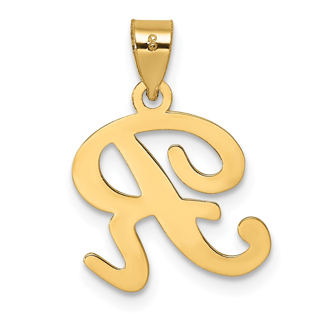 14KY Script Letter R Initial Pendant