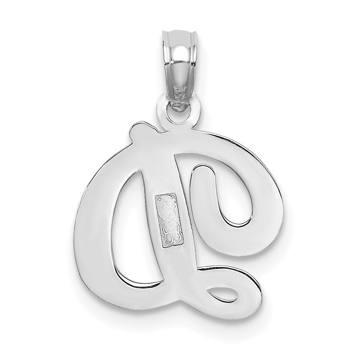 14KW White Gold Script Letter D Initial Pendant