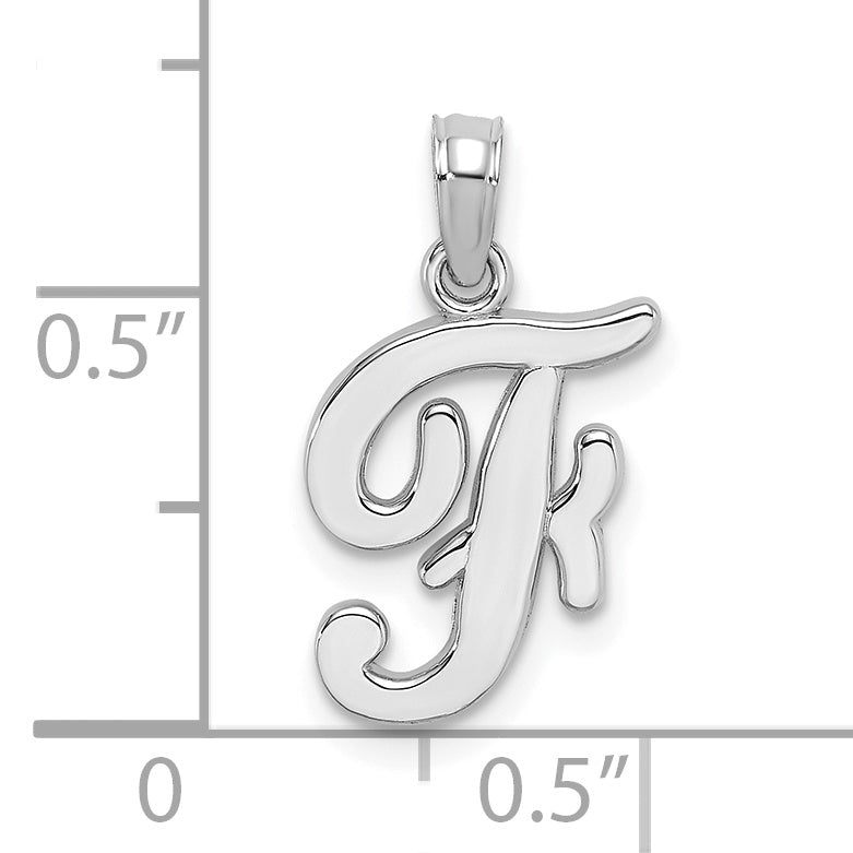 14KW White Gold Script Letter F Initial Pendant