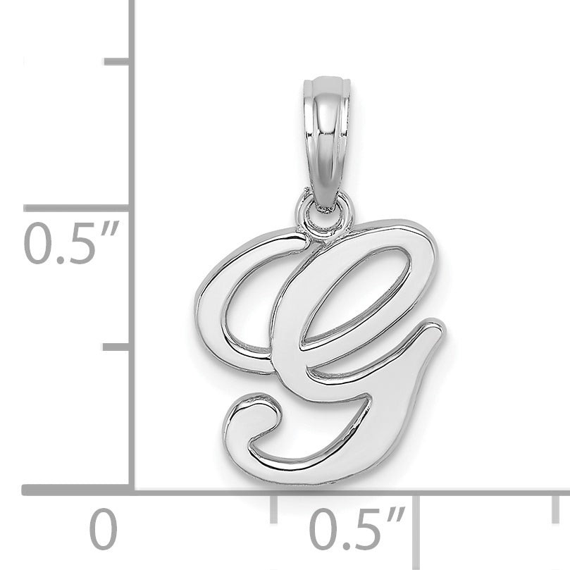 14KW White Gold Script Letter G Initial Pendant