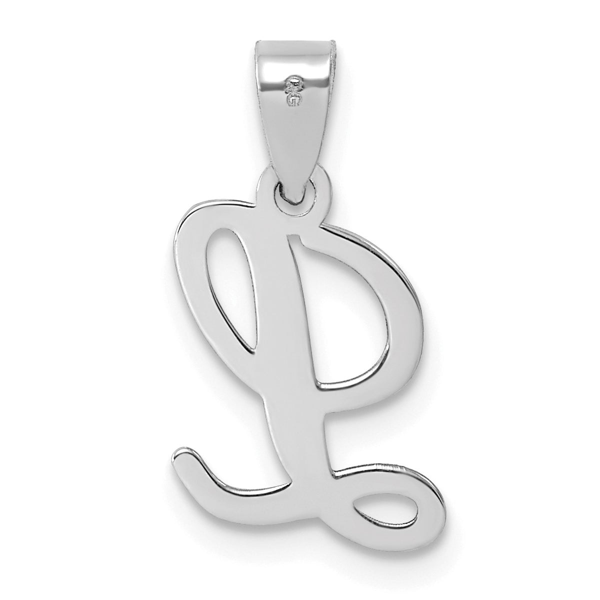 14KW White Gold Script Letter L Initial Pendant