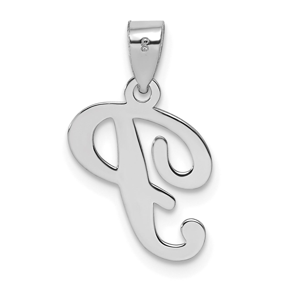 14KW White Gold Script Letter P Initial Pendant