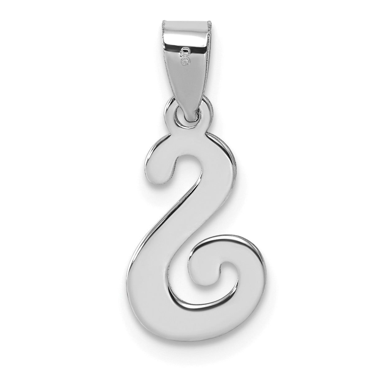14KW White Gold Script Letter S Initial Pendant