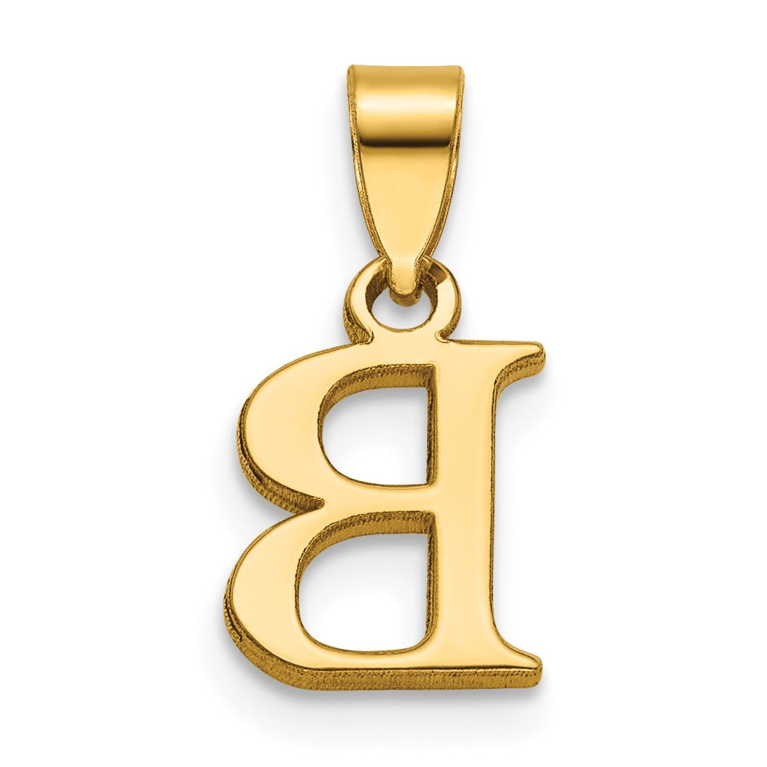 14KY Polished Block Letter B Initial Pendant