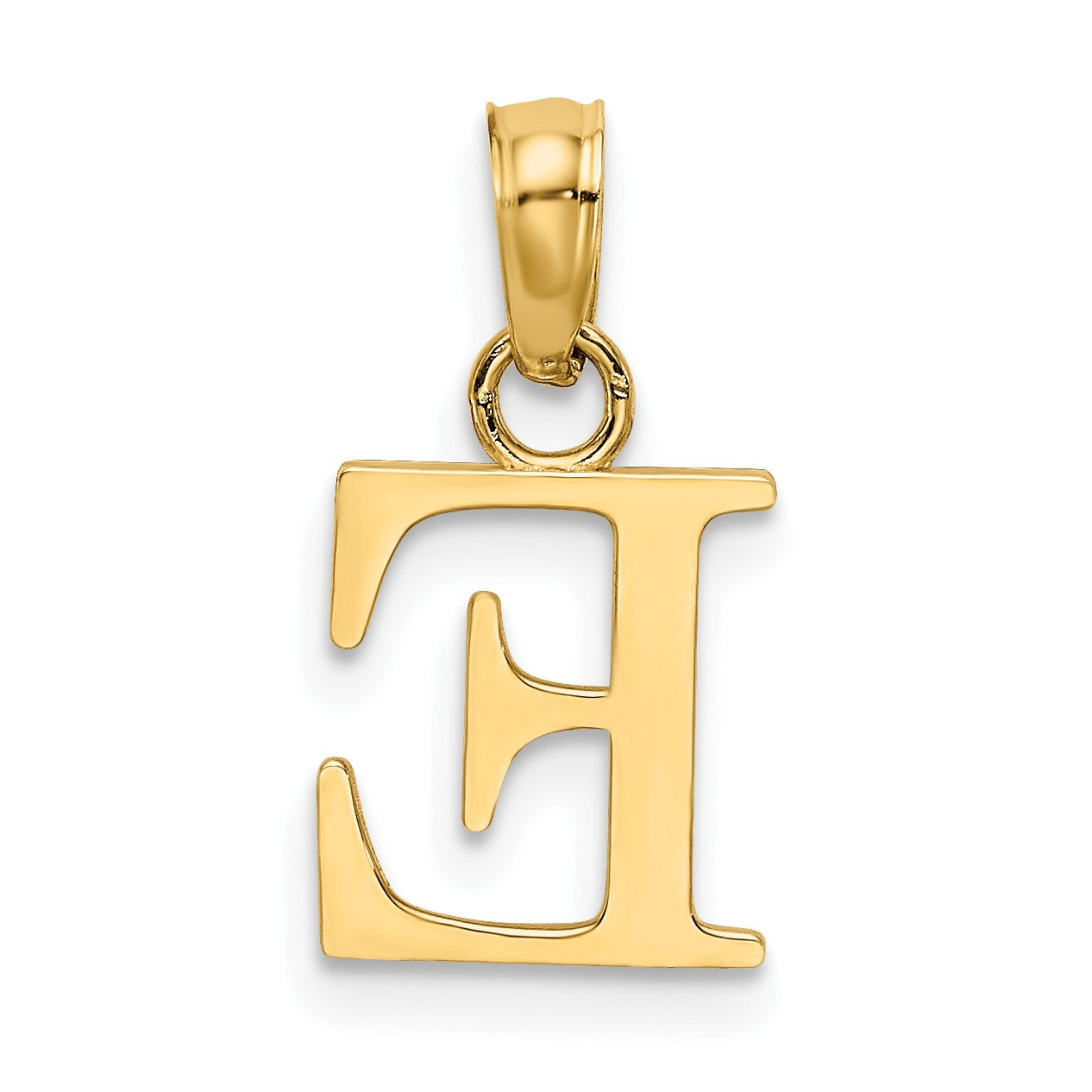 14K Polished Block Letter E Initial Pendant