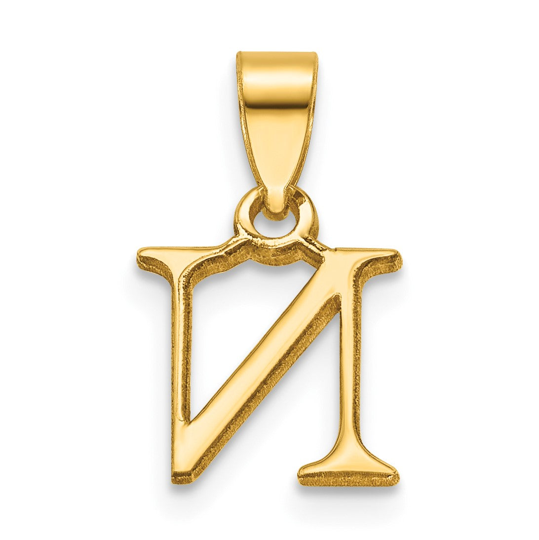 14K Polished Block Letter N Initial Pendant
