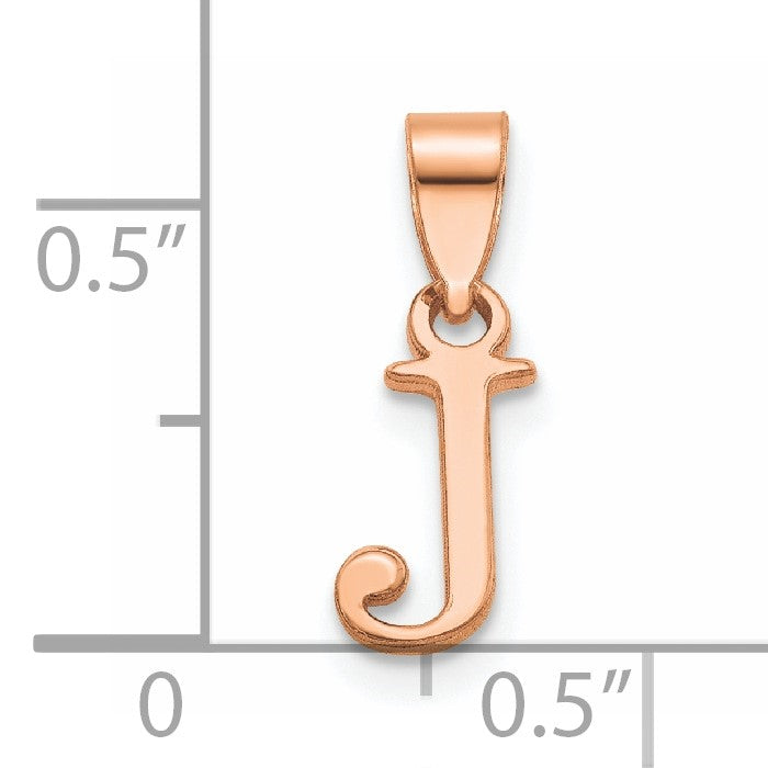 14K Rose Gold Polished Block Letter J Initial Pendant