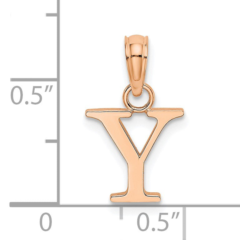 14K Rose Gold Polished Block Letter Y Initial Pendant