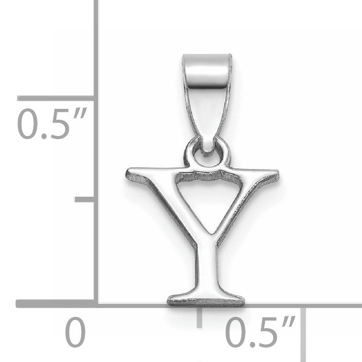 14K White Gold Polished Block Letter Y Initial Pendant