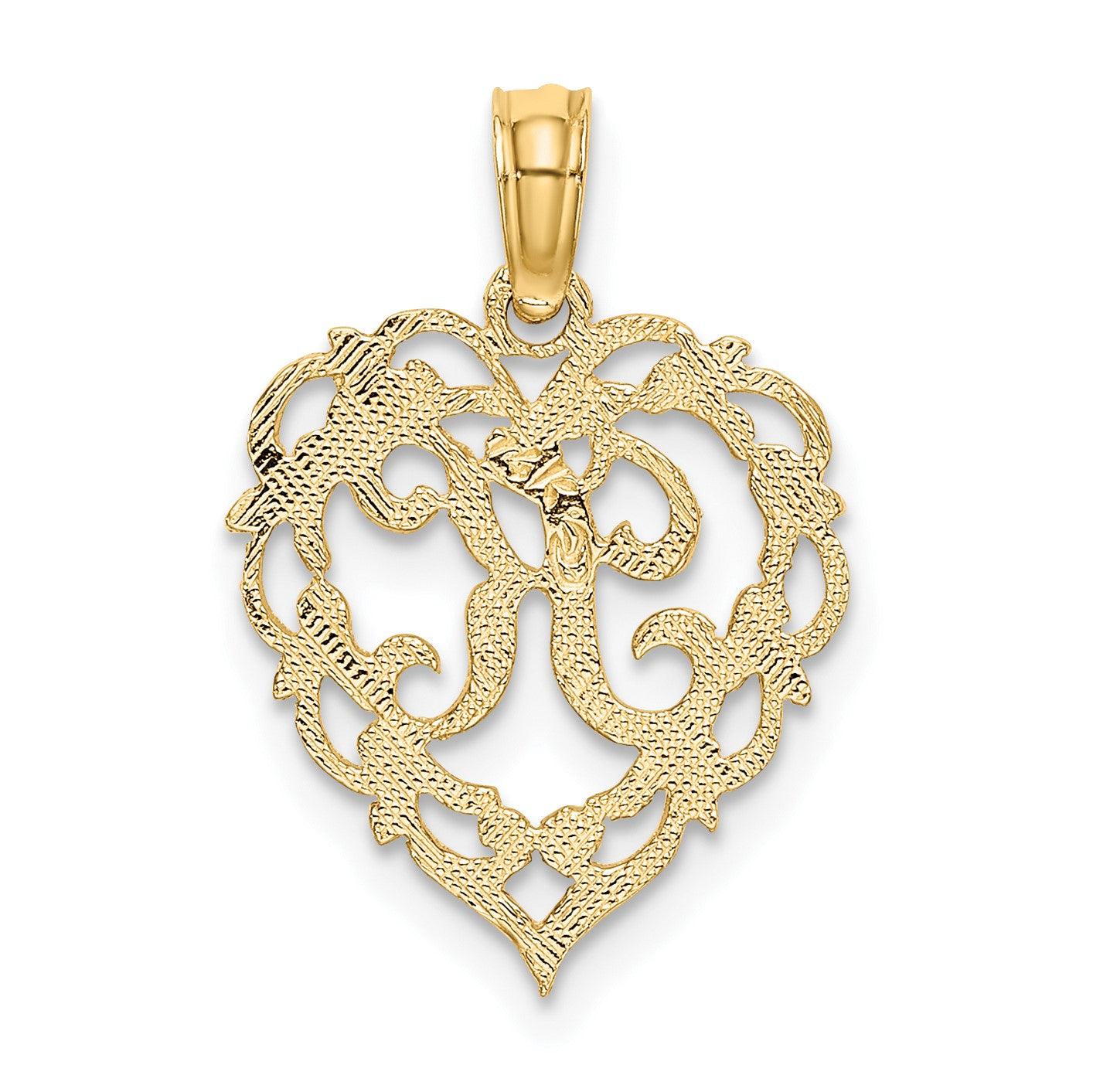 14KY Heart Script Letter K Initial Charm