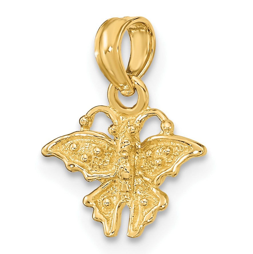14K Textured Mini Butterfly Charm