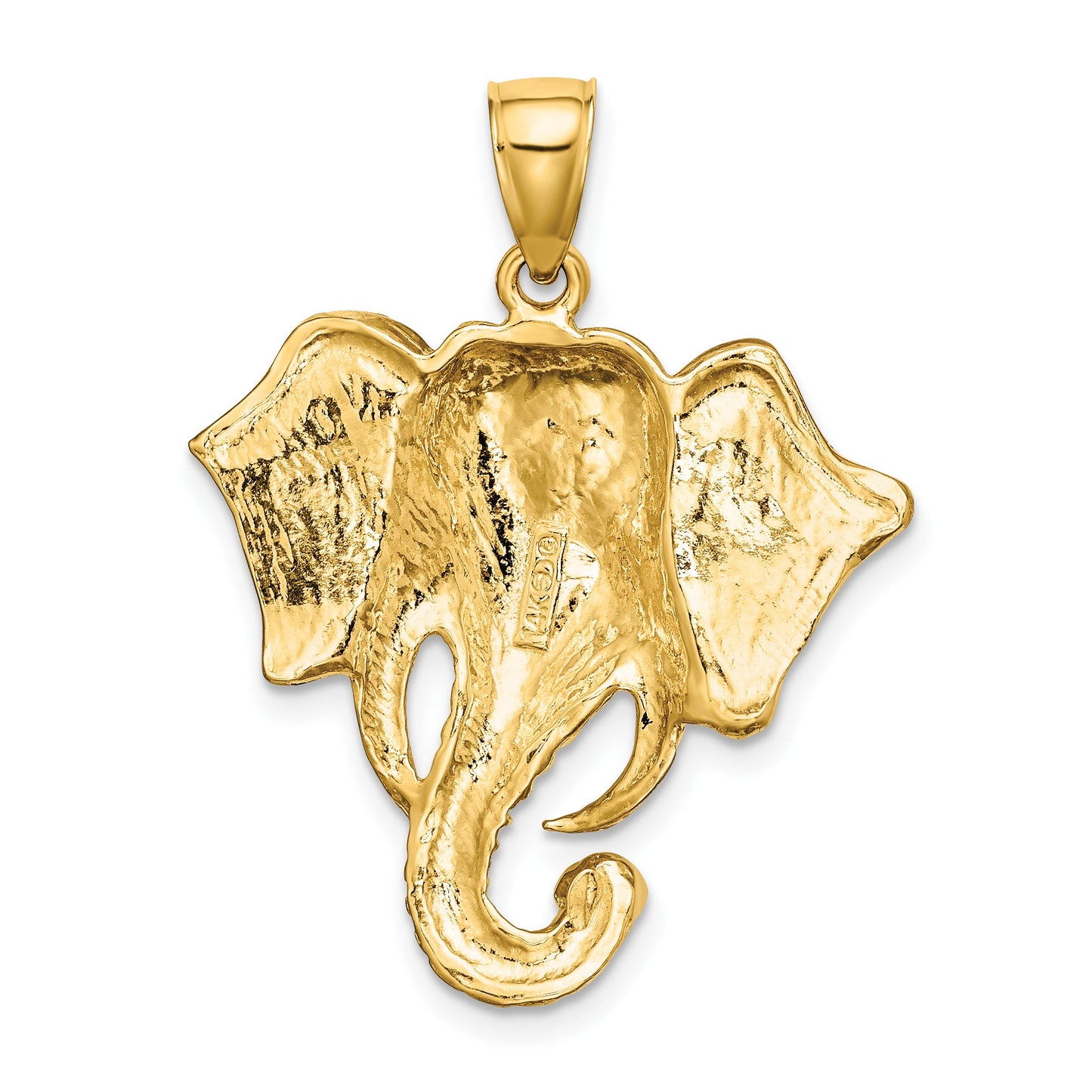 14K 2-D Elephant Head with Twisted Trunk Charm