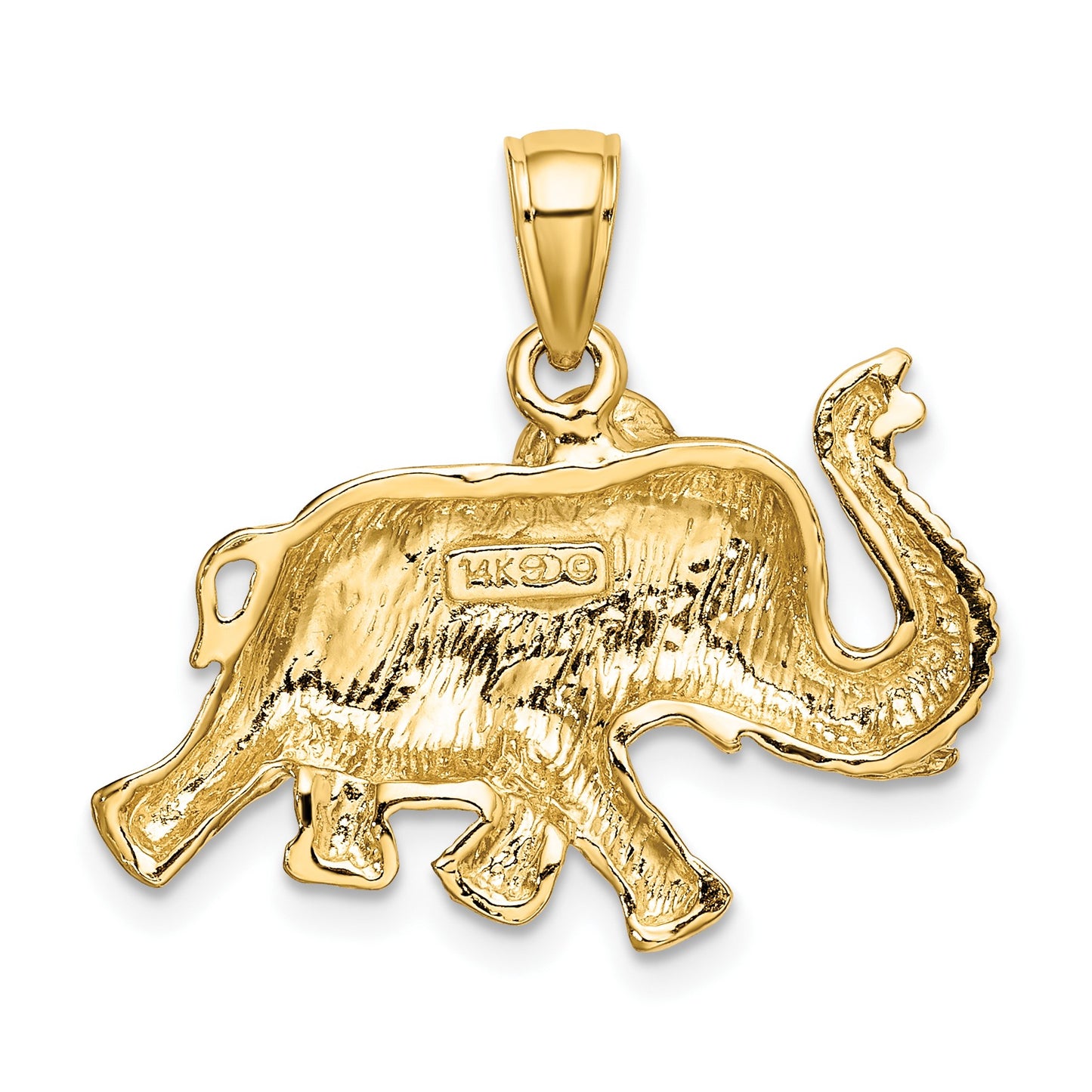 14K 2-D Elephant Running with Raised Trunk Charm