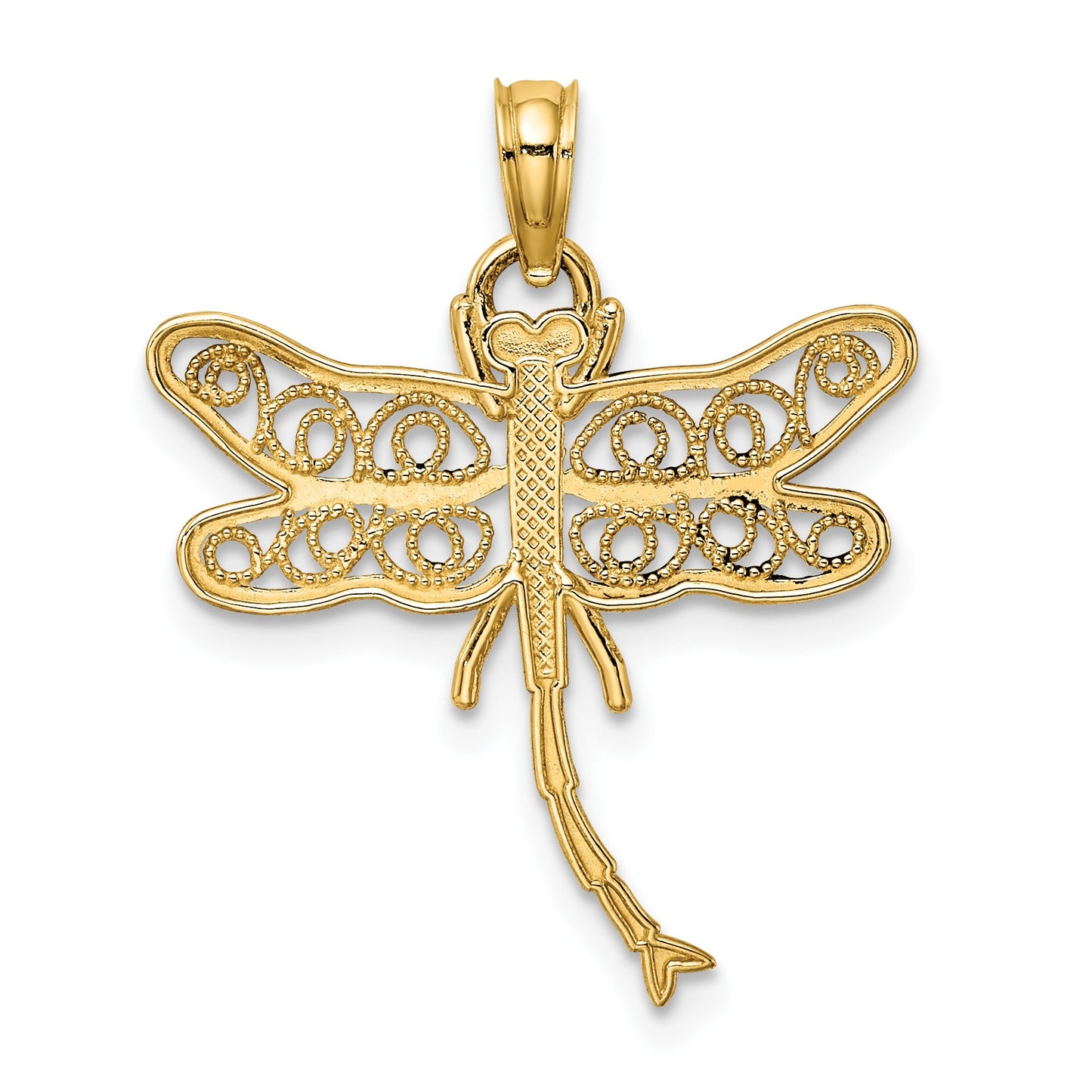 14K Dragonfly with Beaded Filigree Wings Charm