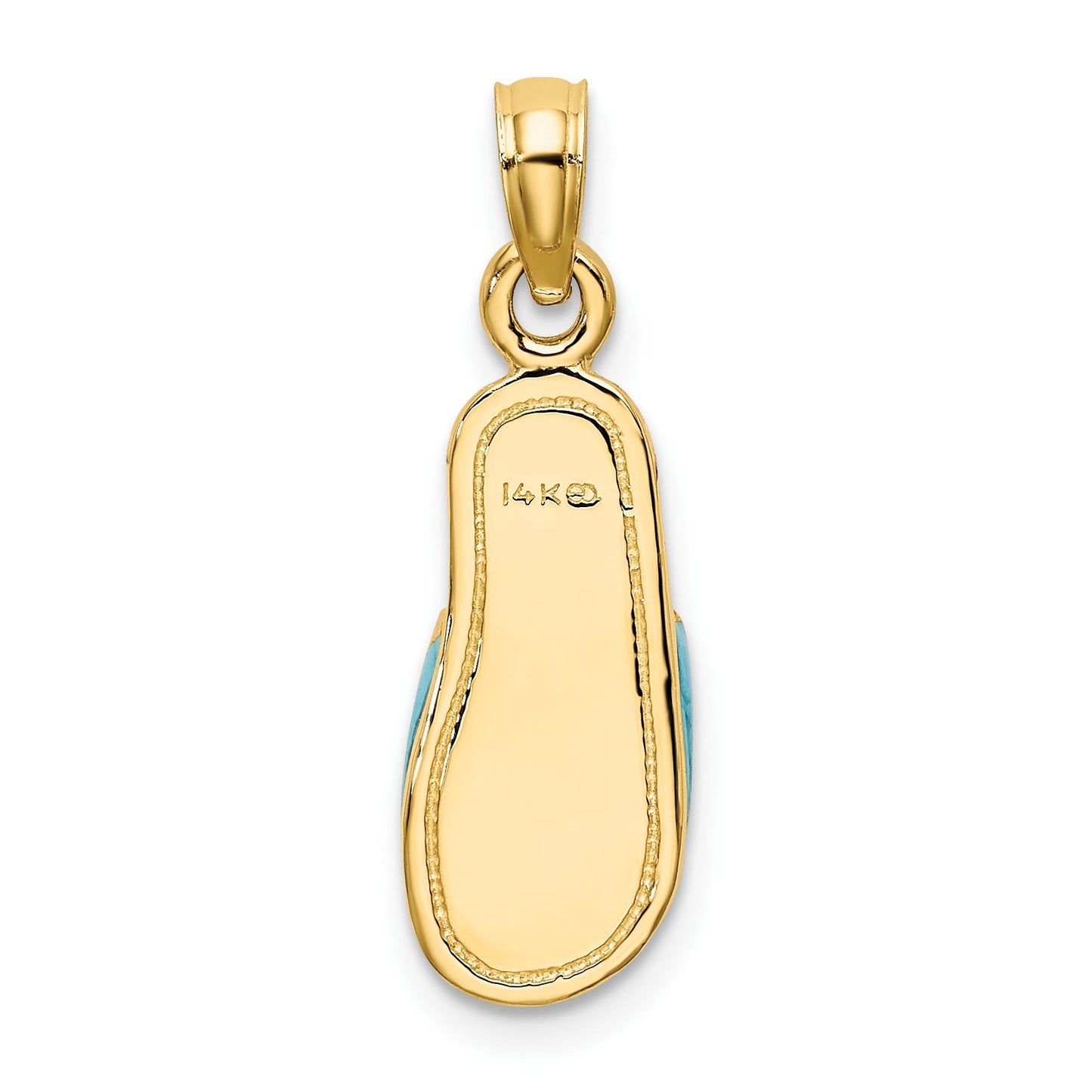 14k 3-D Aqua Enameled Summer Slipper Charm