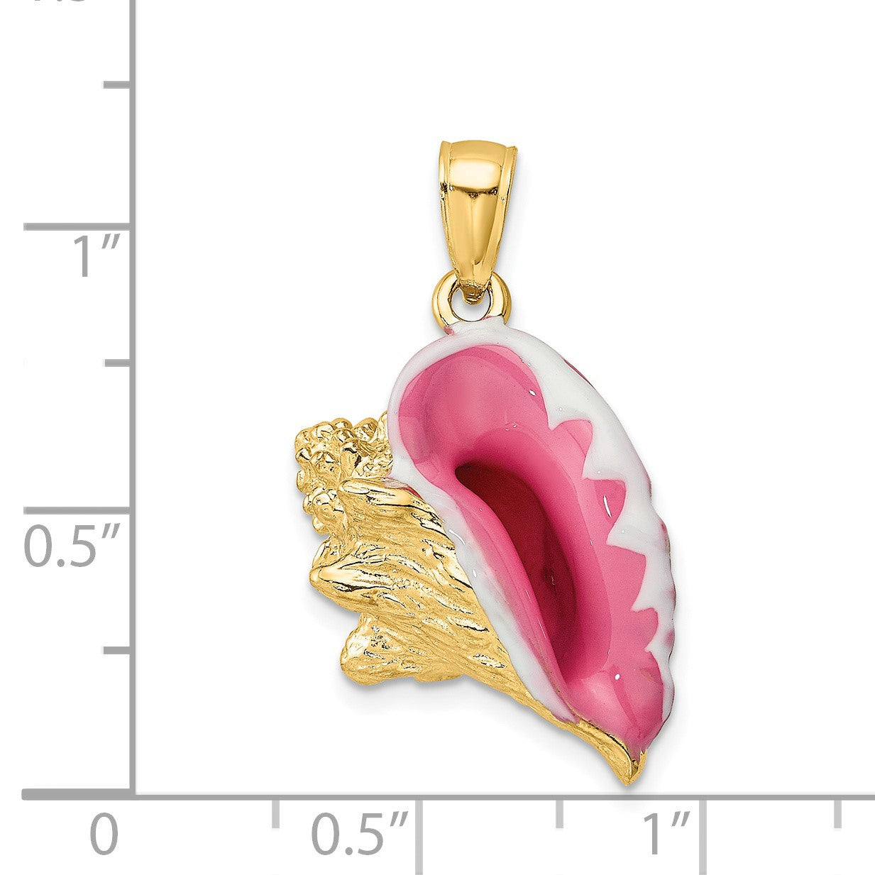 14K 3-D Pink and White Enamel Conch Shell Charm