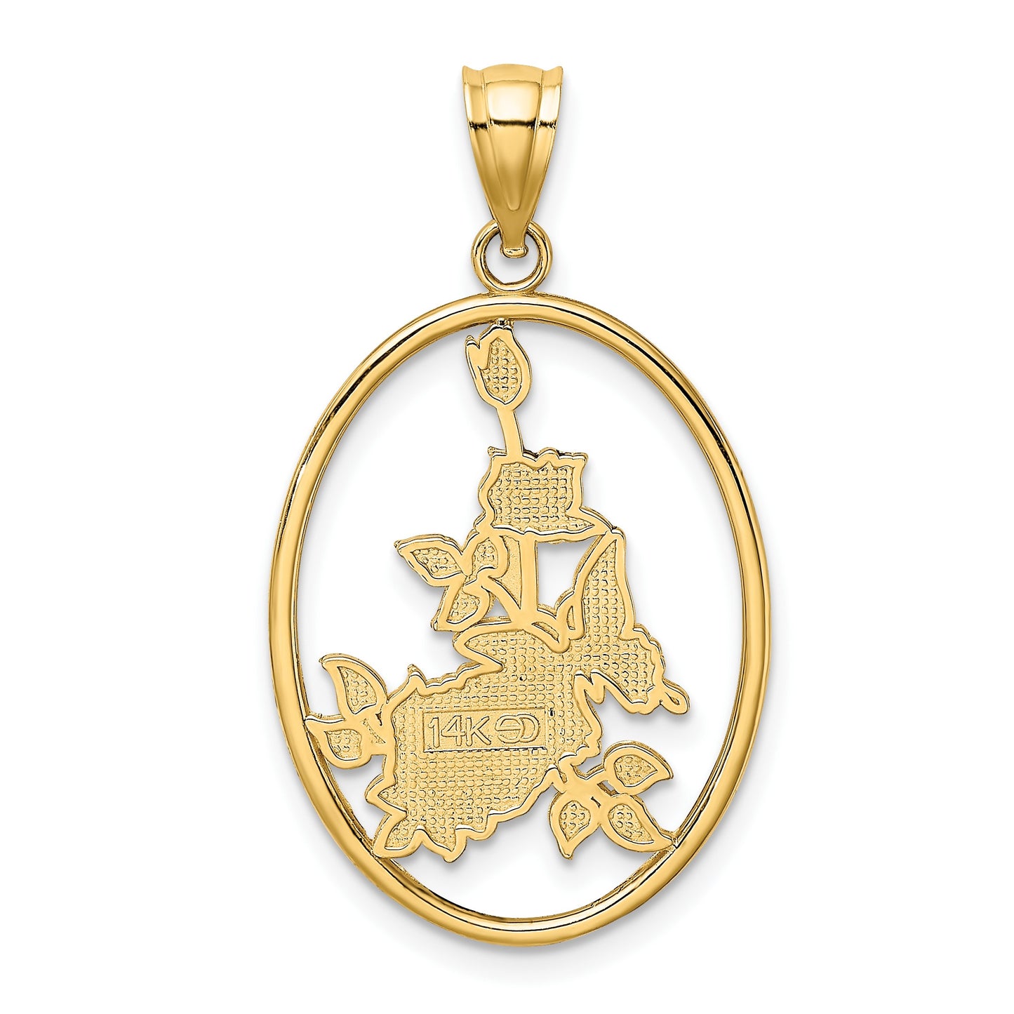 14K Enameled White Butterfly In Oval with Orange Flowers Charm