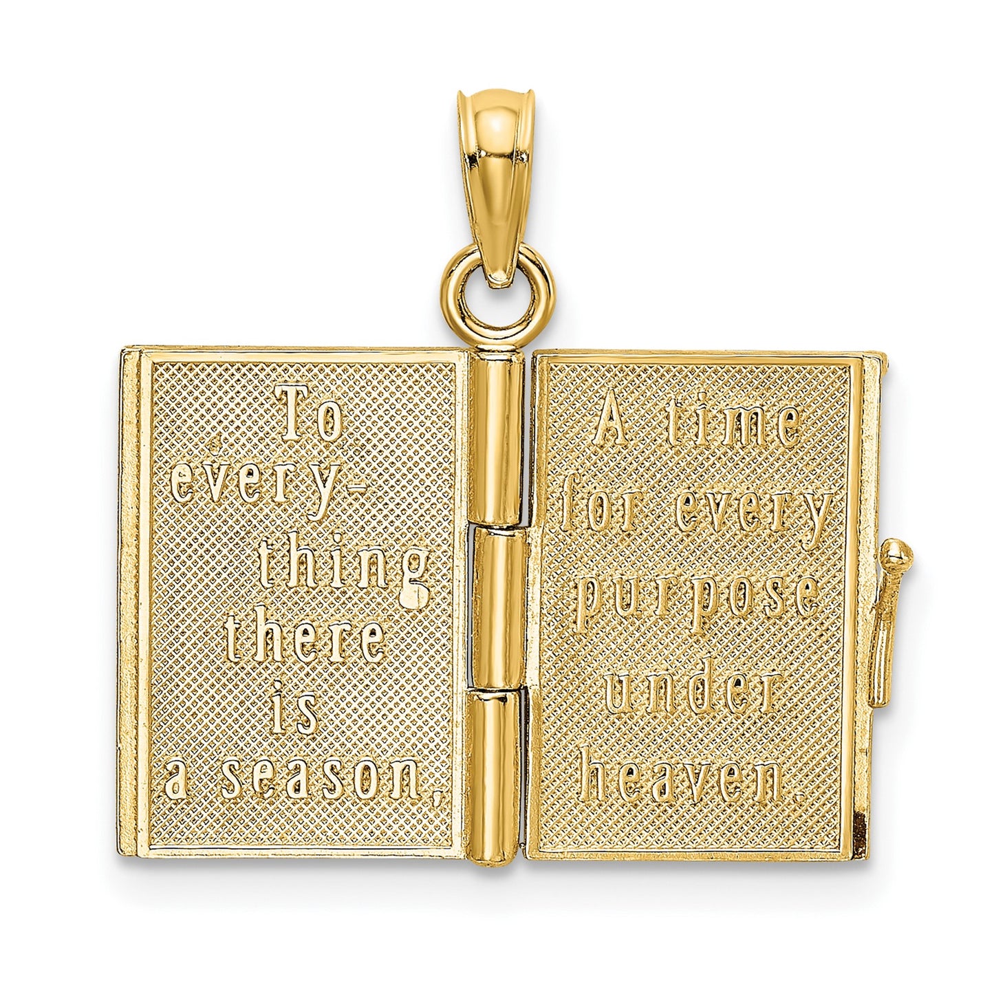 14K 3-D Multi-color Enamel Butterfly Ecclesiastes 3:1 Book with Moveable Pages Pendant