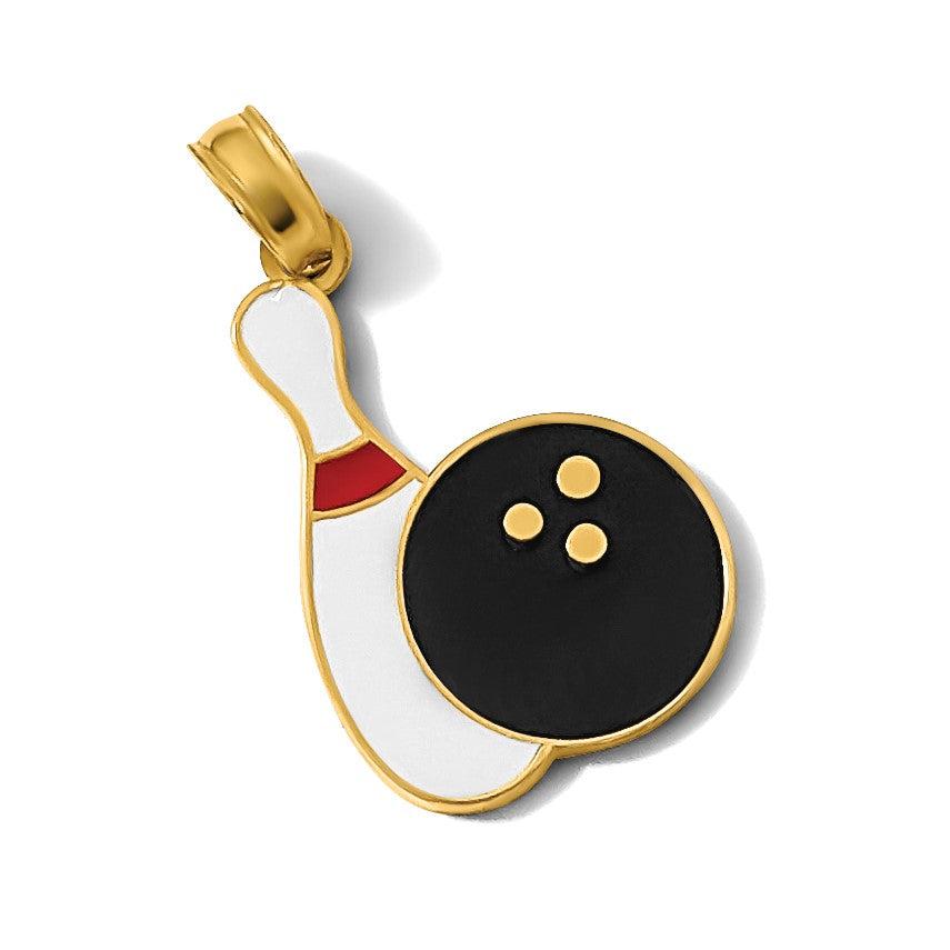 14K Multi-color Enamel Bowling Ball and Pin Charm