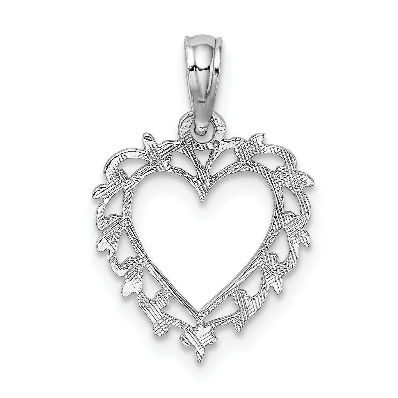 14K White Gold Heart with Lace Border Charm