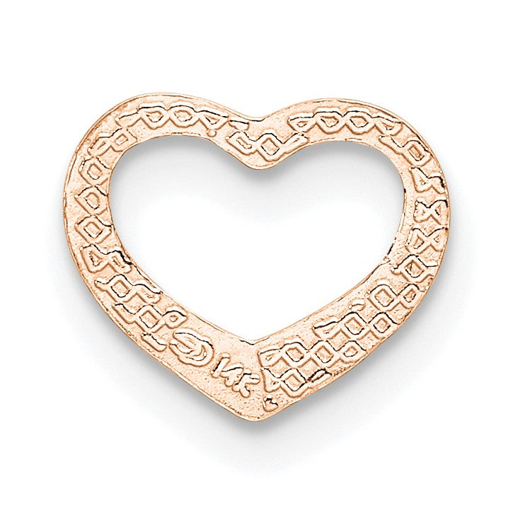 14K Rose Polished Floating Heart Chain Slide