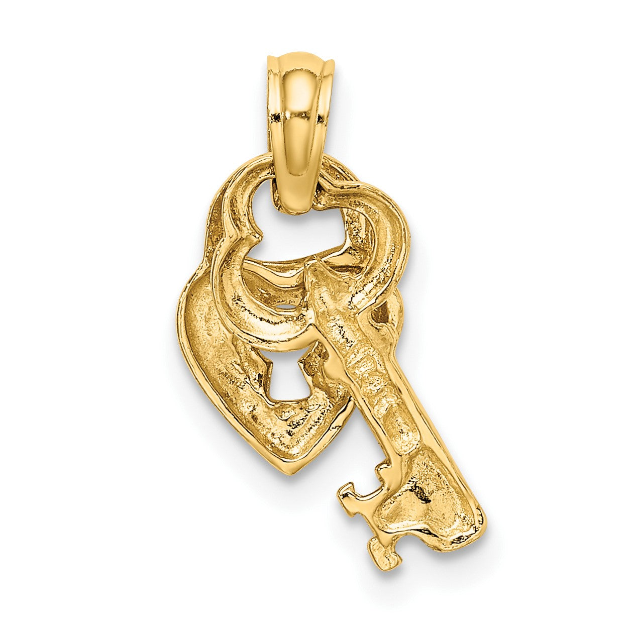 14K Moveable Dangling Heart Lock and Key Charm