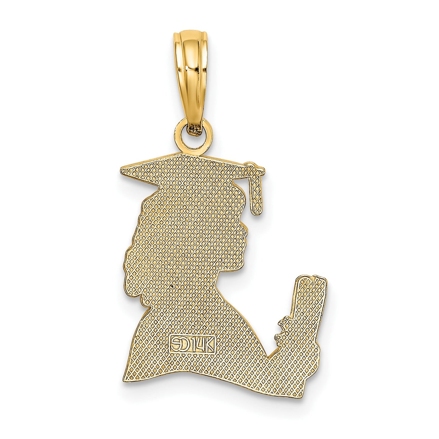 14K Polished Female Graduation Profile with Diploma Charm