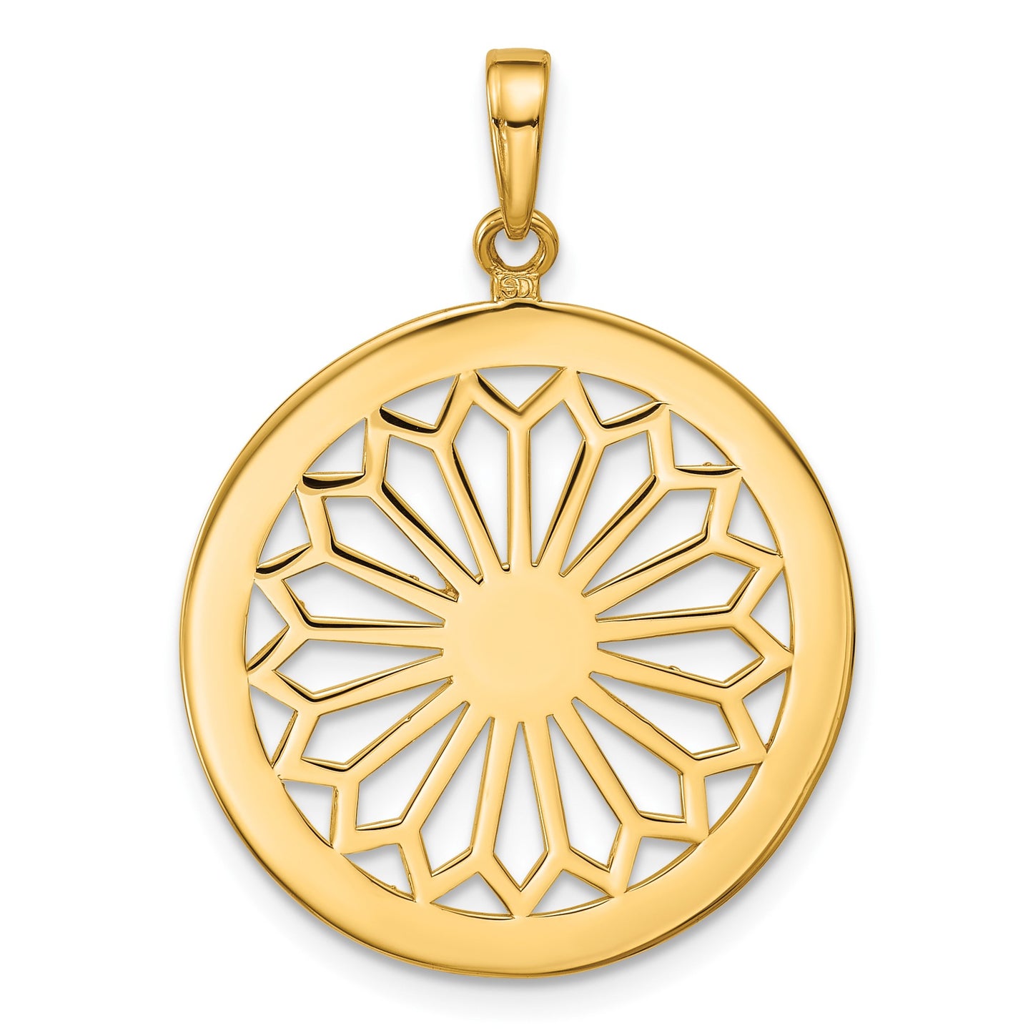 14K Retro Daisy In Round Frame Charm